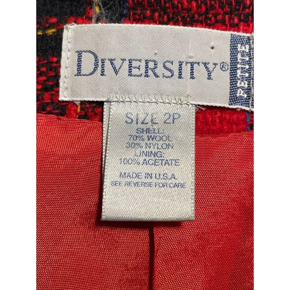 Vintage Tartan Plaid Lady Jacket Women Size 2P* Wool Blend Soutache Trim USA - Picture 7 of 11